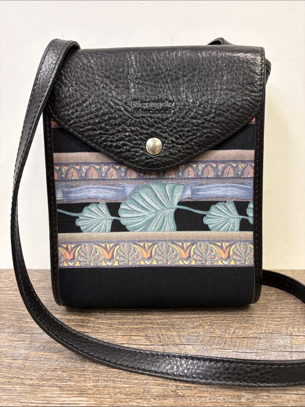 Pierangelo Masciadri Italian Leather Crossbody Art Print Panel Made in Italy